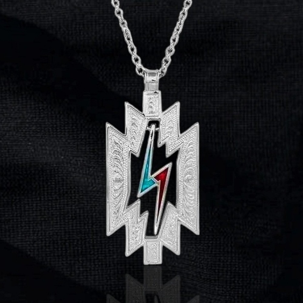 Montana Silversmiths Silver Pendant Necklace with Teal and Red Accents